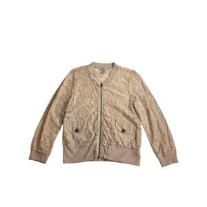 Eyelash Couture Lace Cream Zip Up Jacket Large